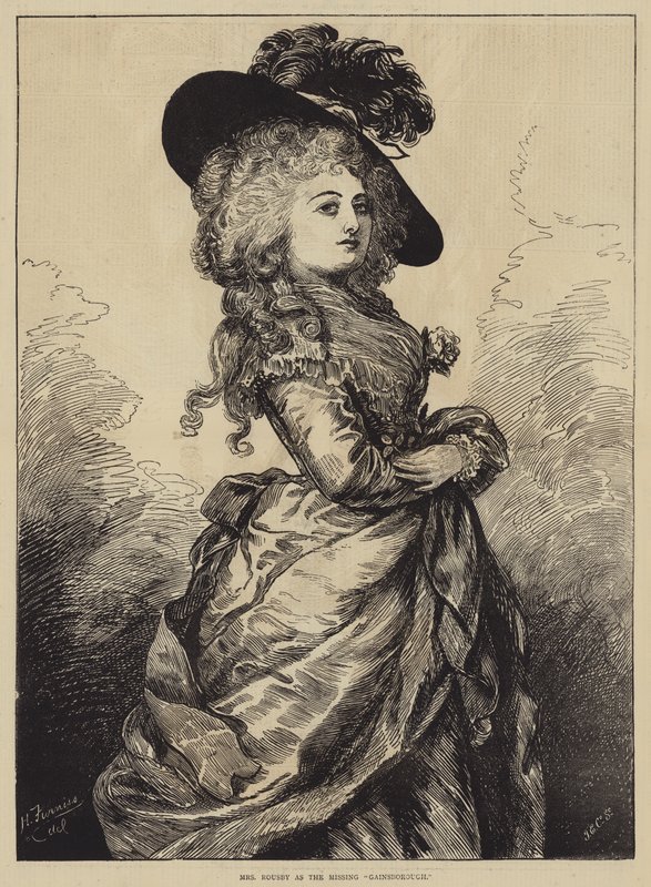 Mrs Rousby as the Missing Gainsborough by Harry Furniss