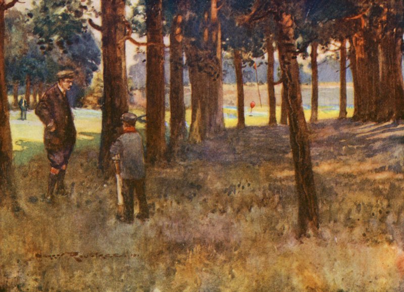 Golf Courses: Mildenhall, the result of a bad slice at the sixth by Harry (1878-1950) Rountree