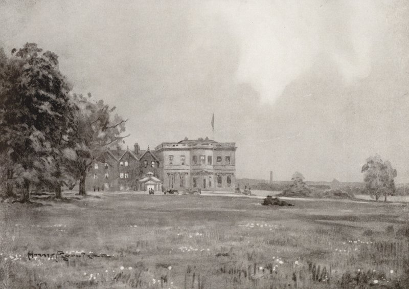 Golf Courses: Trafford Park, the Club House from the Eighteenth Tee by Harry (1878 1950) Rountree