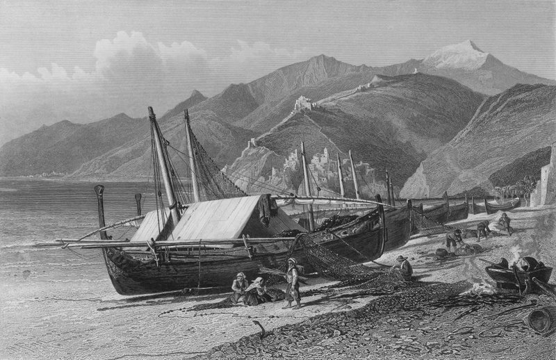 Ventimiglia on the Cornice Road by Harry (after) Fenn
