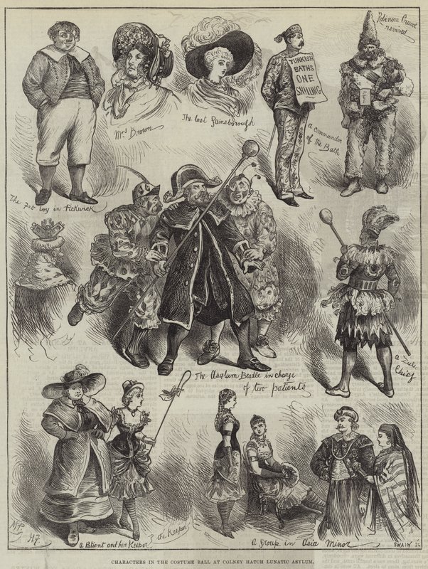 Characters in the Costume Ball at Colney Hatch Lunatic Asylum by Harry Furniss