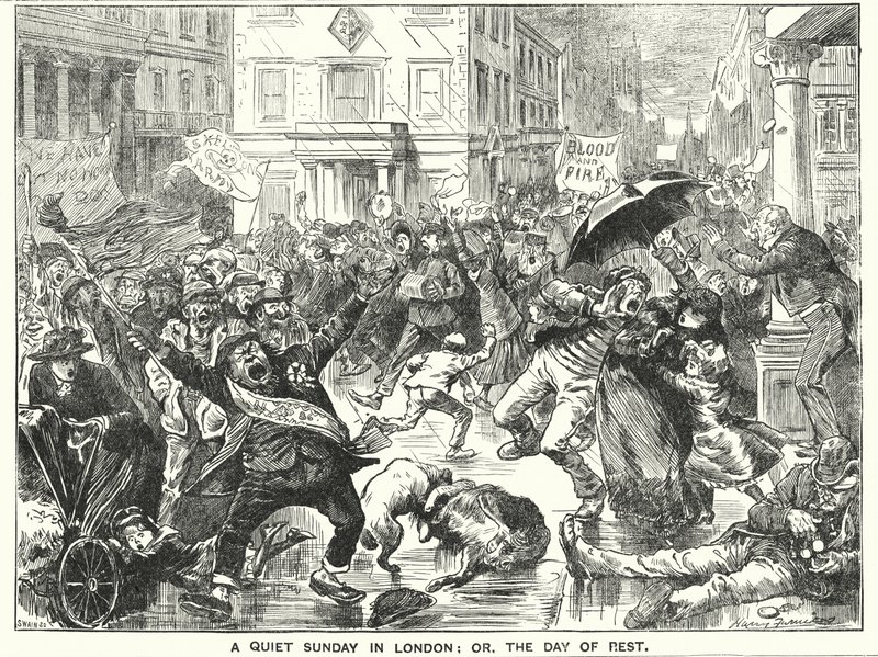Punch Cartoon: A Quiet Sunday in London; or, the Day of Rest by Harry Furniss