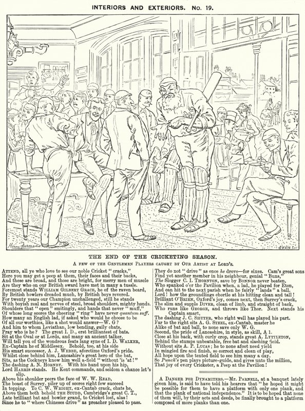 Punch cartoon: The End of the Cricket Season - scene in the pavilion at Lord
