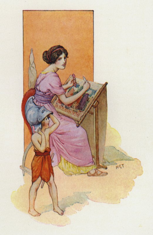 Penelope with her son Telemachus by Harry George Theaker