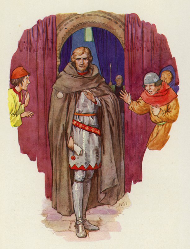 The palmer threw back his cowl, and his robe opening, showed him in full armour by Harry George Theaker