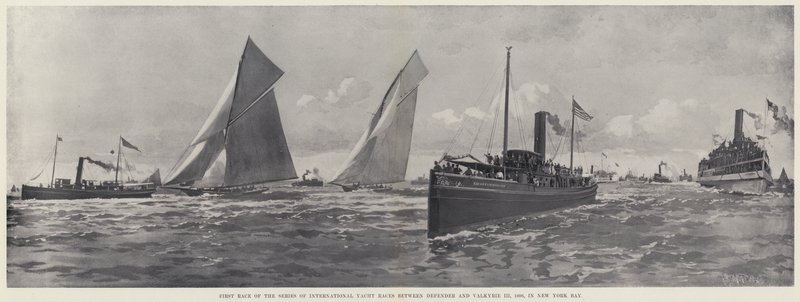 First Race of the Series of International Yacht Races between Defender and Valkyrie III by Harry M. Pettit