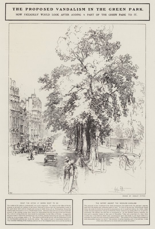 The Proposed Vandalism in the Green Park, London by Hedley Fitton