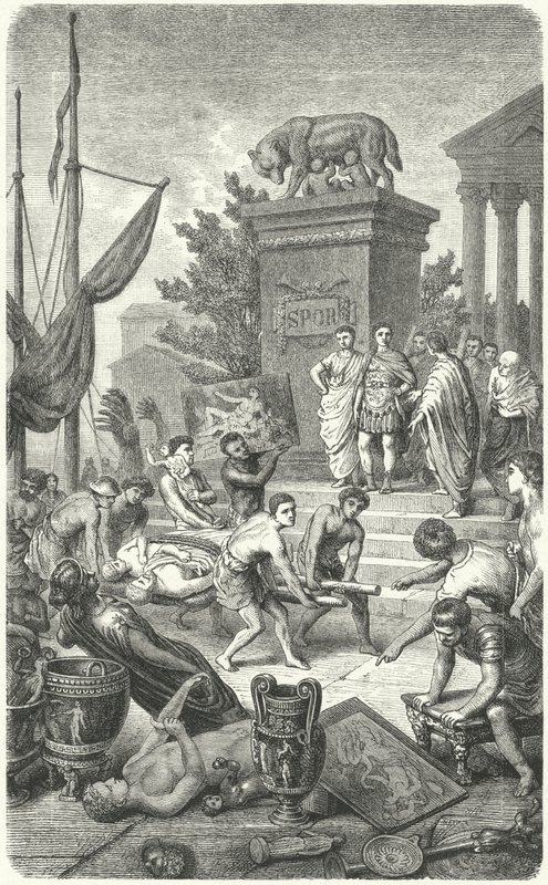 Arrival of Ancient Greek works of art taken to Rome by Heinrich Leutemann