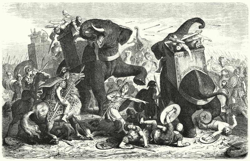 Battle of Gaza, 312 BC (engraving) by Heinrich Leutemann