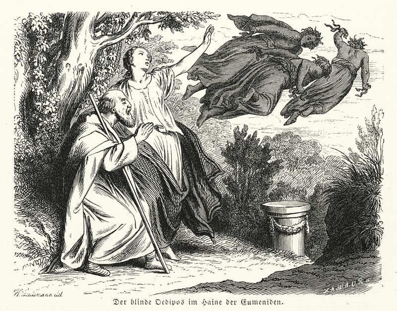 Oedipus and Antigone in the grove of the Eumenides by Heinrich Leutemann