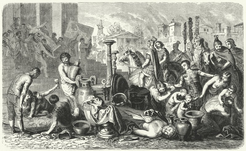 The Romans Carrying Off the Art Treasures of Greece (engraving) by Heinrich Leutemann
