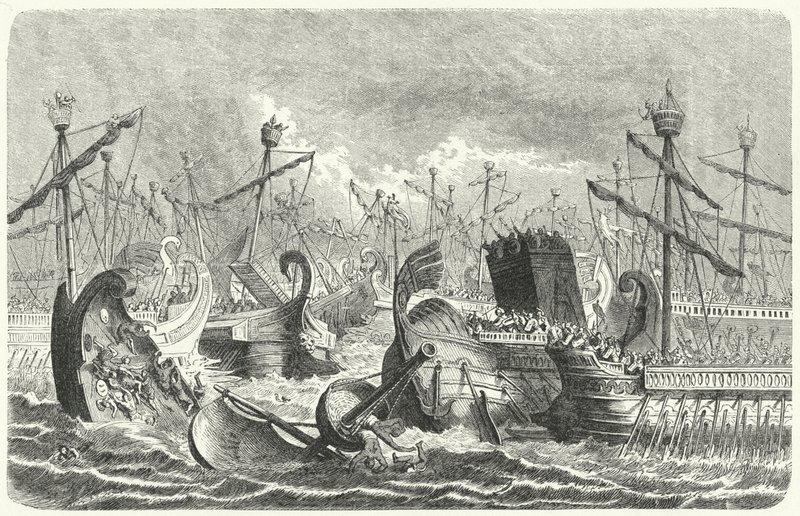 Victory of the Roman Fleet Over the Carthaginians at the Battle of the Aegates, 241 BC (engraving) by Heinrich Leutemann
