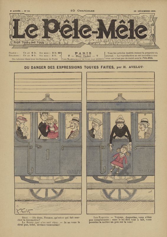 The danger of ready-made expressions. Illustration for Le Pele-Mele, 1902 by Henri Avelot