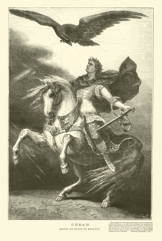 Julius Caesar on horseback with an imperial eagle above him by Henri de (after) Montaut