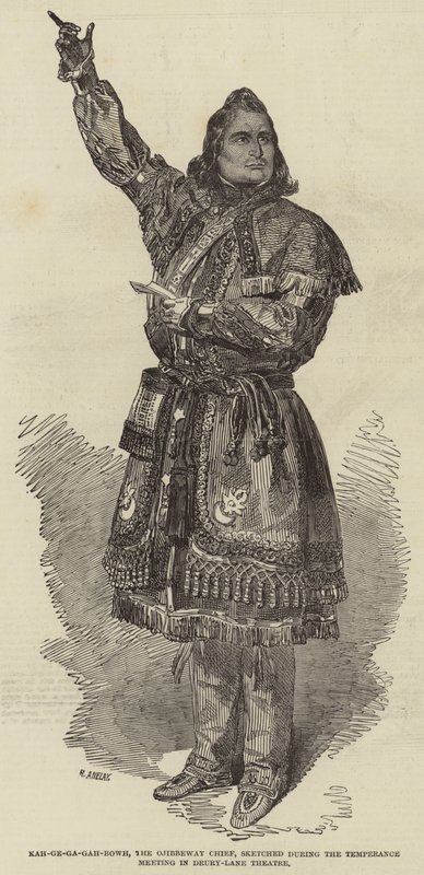 Kah-ge-ga-gah-bowh, the Ojibbeway Chief, sketched during the Temperance Meeting in Drury-Lane Theatre by Henry Anelay