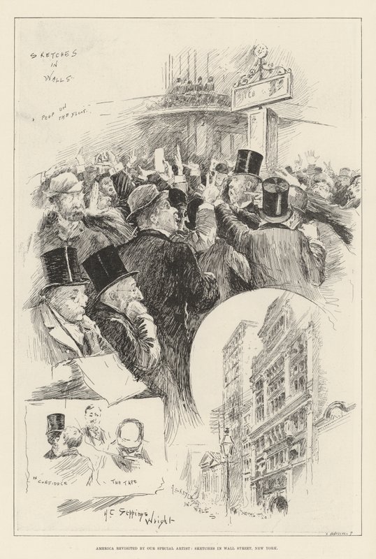 America Revisited by Our Special Artist, Sketches in Wall Street, New York by Henry Charles Seppings Wright