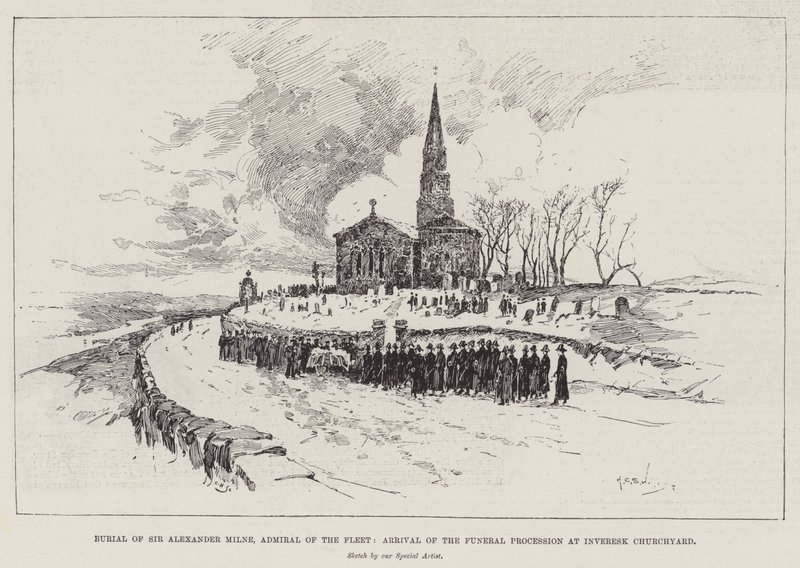 Burial of Sir Alexander Milne, Admiral of the Fleet, Arrival of the Funeral Procession at Inveresk Churchyard by Henry Charles Seppings Wright