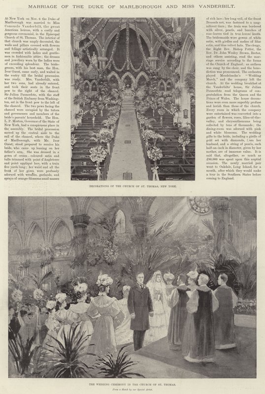 Marriage of the Duke of Marlborough and Miss Vanderbilt by Henry Charles Seppings Wright