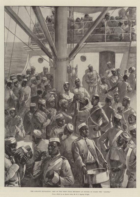 The Ashanti Expedition, Men of the West India Regiment at Dinner on Board the Loanda by Henry Charles Seppings Wright