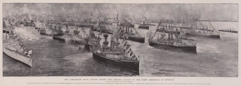 The Coronation Naval Review before King Edward, 16 August, the Fleet Assembled at Spithead by Henry Charles Seppings Wright
