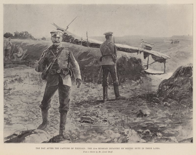 The Day after the Capture of Tientsin, the 12th Russian Infantry on Sentry Duty in their Lines by Henry Charles Seppings Wright