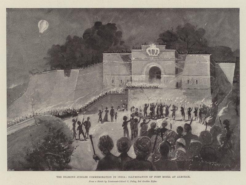 The Diamond Jubilee Commemoration in India, Illumination of Fort Moira at Almorah by Henry Charles Seppings Wright