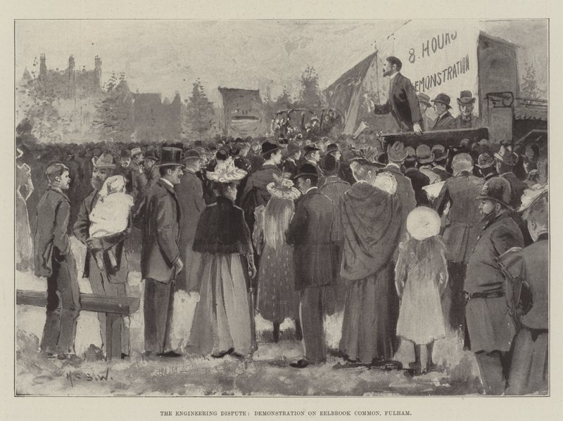 The Engineering Dispute, Demonstration on Eelbrook Common, Fulham by Henry Charles Seppings Wright