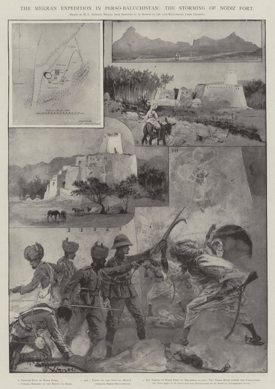 The Mekran Expedition in Perso-Baluchistan, the Storming of Nodiz Fort by Henry Charles Seppings Wright