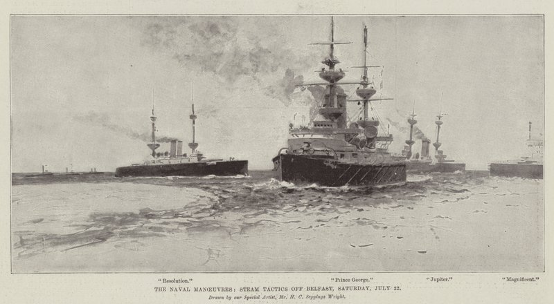 The Naval Manoeuvres, Steam Tactics off Belfast, Saturday, 22 July by Henry Charles Seppings Wright