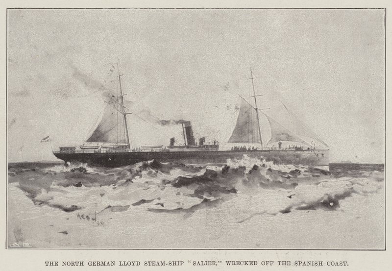 The North German Lloyd Steam-Ship Salier, wrecked off the Spanish Coast by Henry Charles Seppings Wright