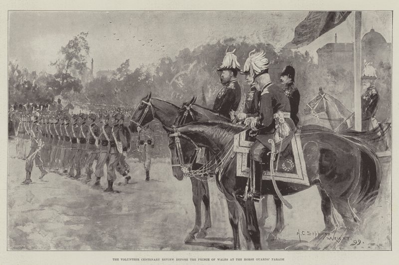 The Volunteer Centenary Review before the Prince of Wales at the Horse Guards
