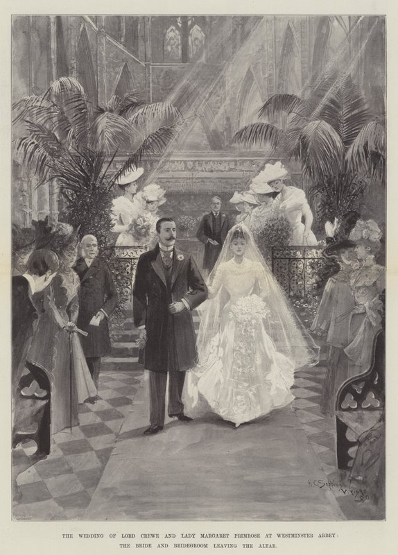 The Wedding of Lord Crewe and Lady Margaret Primrose at Westminster Abbey, the Bride and Bridegroom Leaving the Altar by Henry Charles Seppings Wright