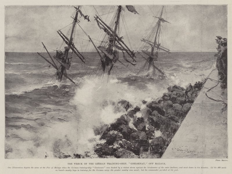 The Wreck of the German Training-Ship, Gneisenau, off Malaga by Henry Charles Seppings Wright