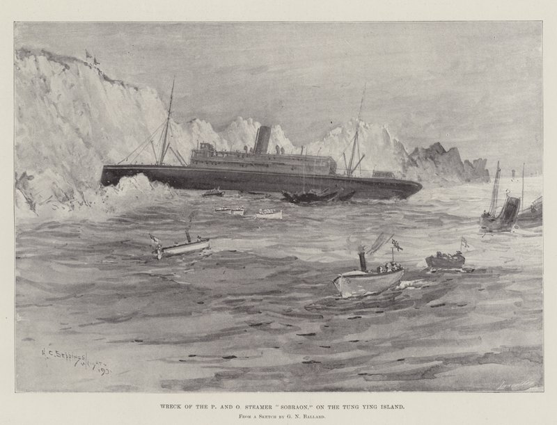Wreck of the P and O Steamer Sobraon, on the Tung Ying Island by Henry Charles Seppings Wright