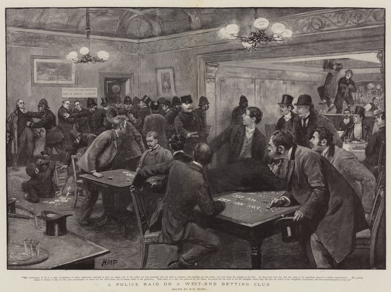 A Police Raid on a West-End Betting Club by Henry Marriott Paget