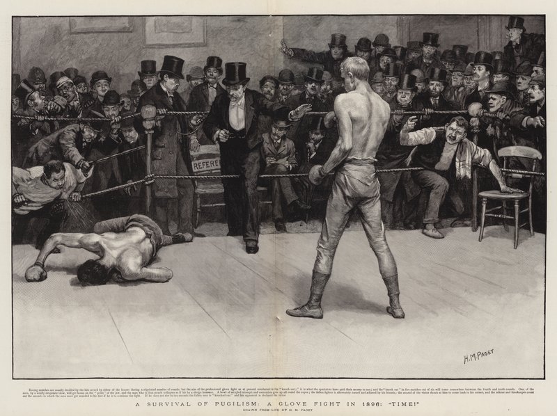 A Survival of Pugilism, a Glove Fight in 1896, Time! by Henry Marriott Paget