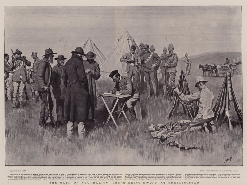 The Oath of Neutrality, Boers being sworn at Greylingstad by Henry Marriott Paget