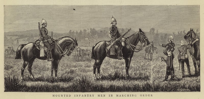 Mounted Infantry Men in Marching Order by Henry Payne