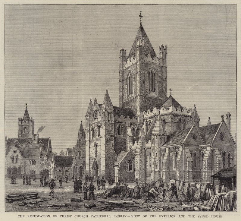 The Restoration of Christ Church Cathedral, Dublin, View of the Exterior and the Synod House by Henry William Brewer