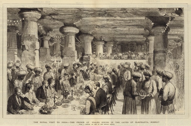 The Royal Visit to India, the Prince of Wales Dining in the Caves of Elephanta, Bombay by Henry William Brewer