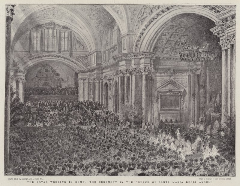 The Royal Wedding in Rome, the Ceremony in the Church of Santa Maria Degli Angeli by Henry William Brewer