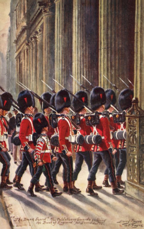 Coldstream Guards Entering the Bank of England for Guard Duty by Henry A. Payne