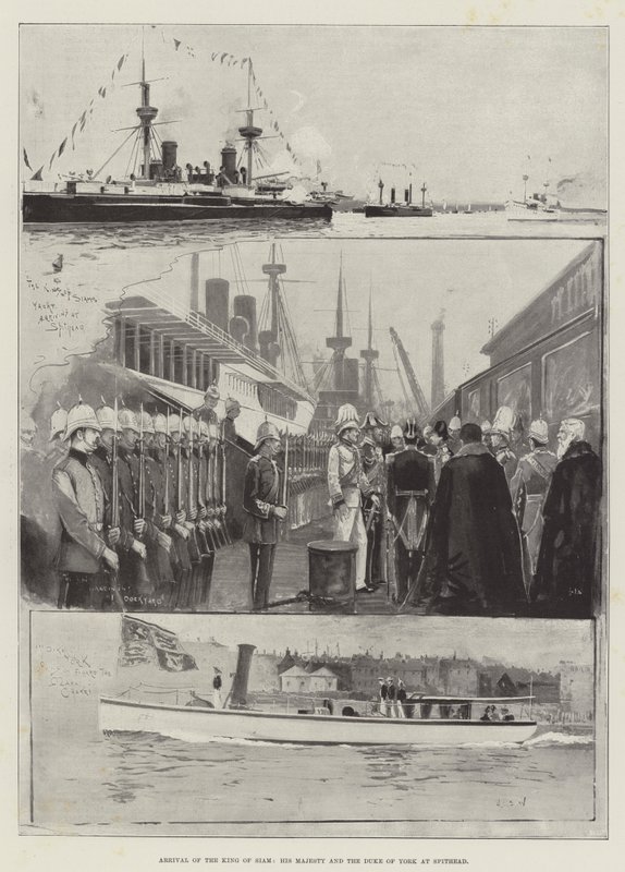 Arrival of the King of Siam, His Majesty and the Duke of York at Spithead by Henry Charles Seppings Wright