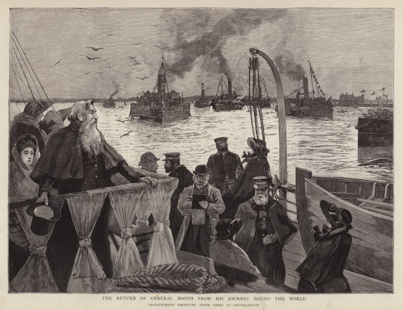 General William Booth, British founder of the Salvation Army, arriving back at Southampton after his world tour by Henry Charles Seppings Wright