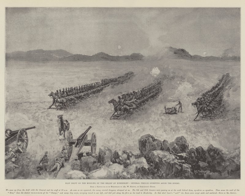 Klip Drift on the Morning of the Relief of Kimberley, General French Sweeping Aside the Enemy by Henry Charles Seppings Wright