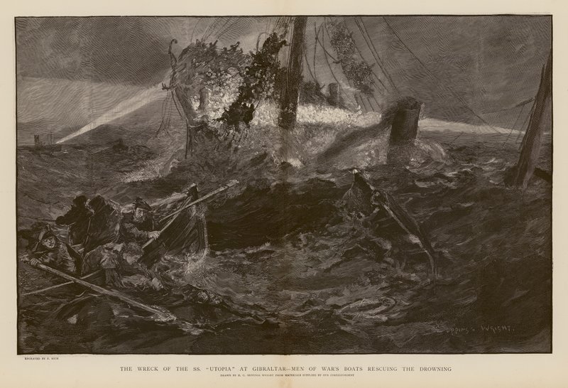 Rescuing the Drowning during the Wreck of SS Utopia, Gibraltar by Henry Charles Seppings Wright