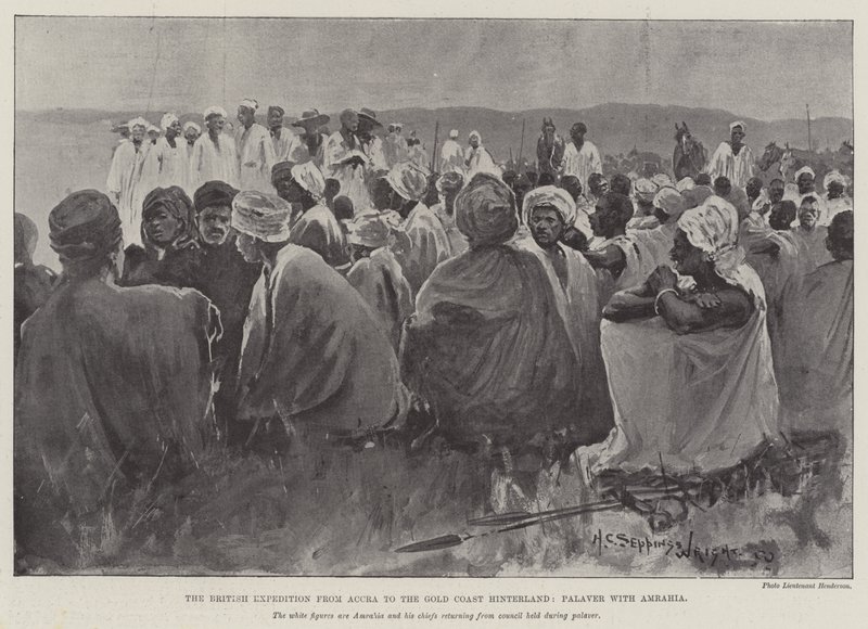The British Expedition from Accra to the Gold Coast Hinterland, Palaver with Amrahia by Henry Charles Seppings Wright