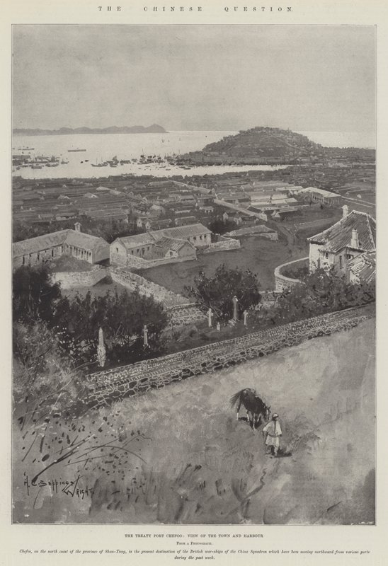 The Chinese Question, the Treaty Port Chefoo, View of the Town and Harbour by Henry Charles Seppings Wright