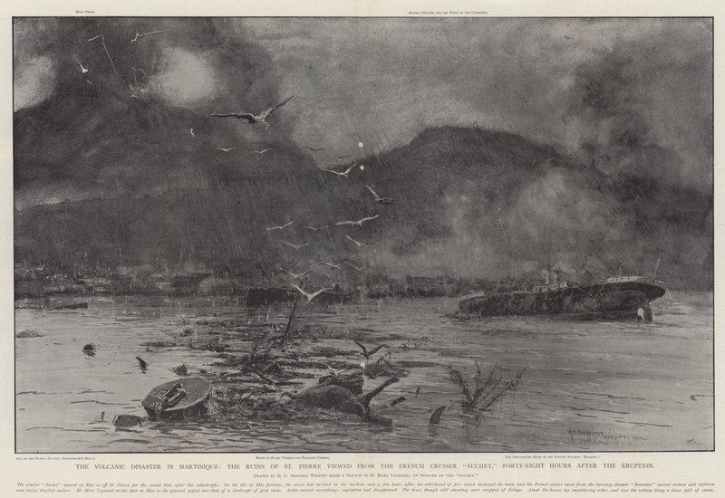 The Volcanic Disaster in Martinique, the Ruins of St Pierre viewed from the French Cruiser Suchet, Forty-Eight Hours after the Eruption by Henry Charles Seppings Wright