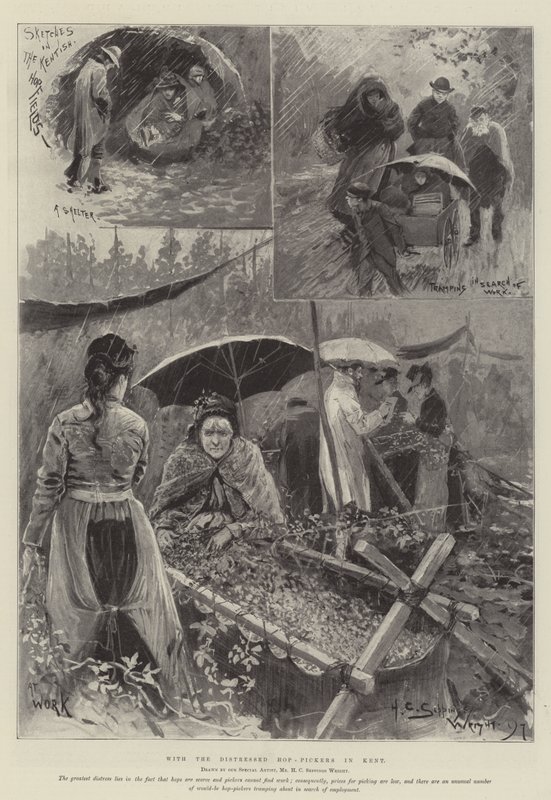 With the Distressed Hop-Pickers in Kent by Henry Charles Seppings Wright